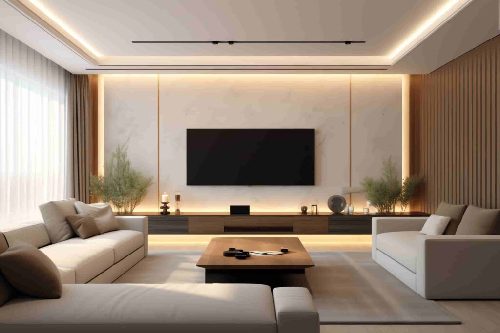 akoestische wandpanelen in een moderne living room
