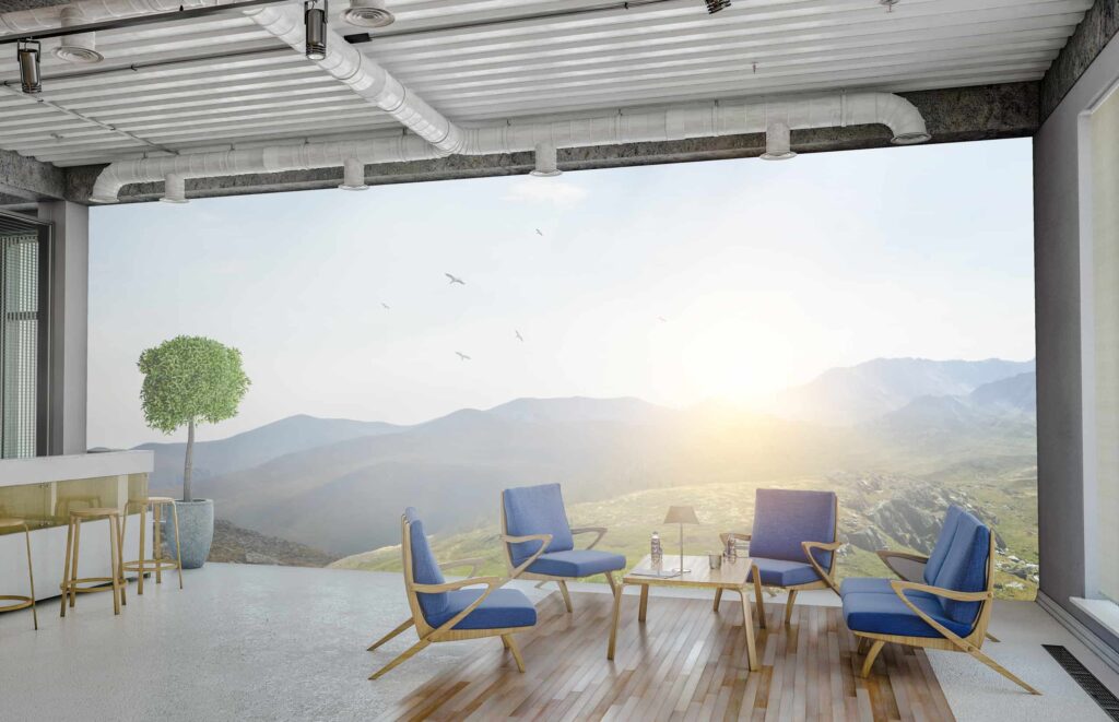 woonkamer zonder bank en zonder dominante TV-opstelling