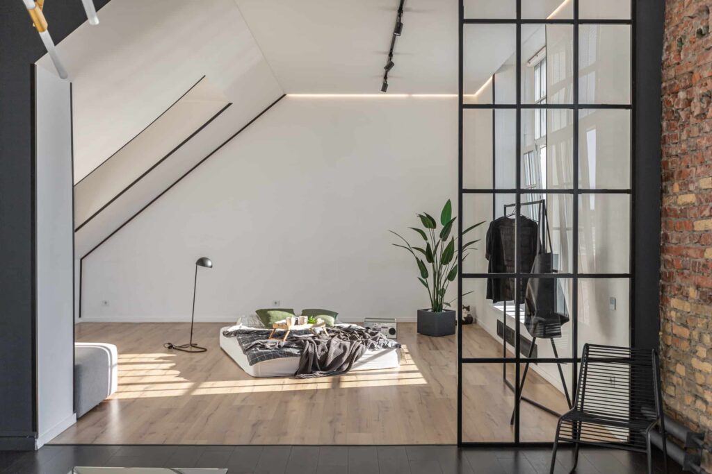 woonkamer zonder bank trend met bed